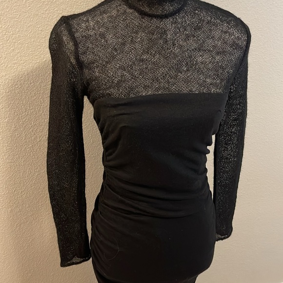 Isabelle Allard Elegant Black Long Sleeve Ruched Maxi Dress Size 38 - Picture 4 of 8